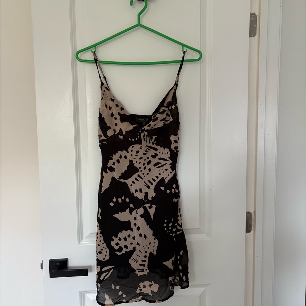 Dynamite Black and Beige Patterned Dress
